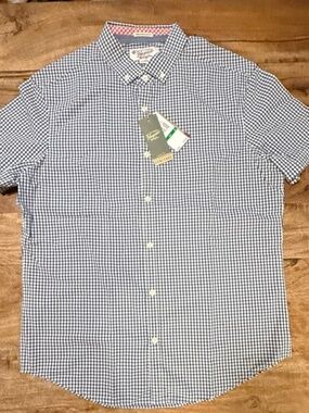 NWT! Original Penguin 100% Cotton Gingha Short Sleeve HERITAGE LINE Men's LARGE